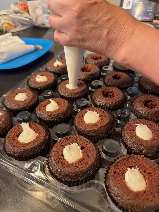 Cupcake cut open to show its filling