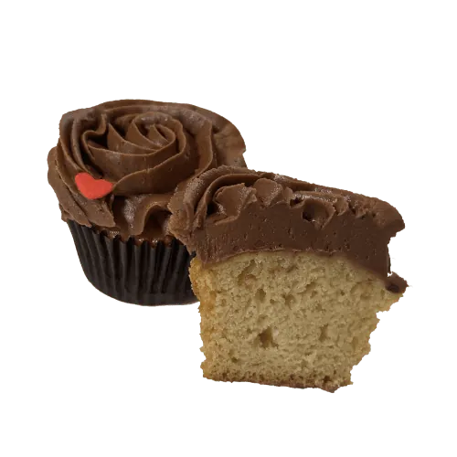 Yellow cake cupcake with chocolate buttercream
